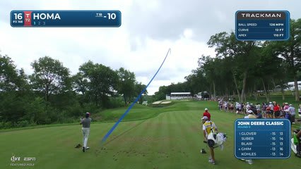 Max Homa holes 22-foot greenside shot for birdie on No. 16 at John Deere