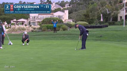 Max Greyserman sinks 3-foot birdie putt on No. 2 at AT&T Pebble Beach