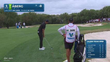Ludvig Åberg gets up-and-down from 94 yards for birdie on No. 5 at Valero