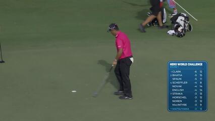 Hideki Matsuyama sinks 9-foot birdie putt on No. 13 at Hero World Challenge