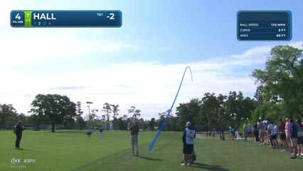 Harry Hall sinks 18-foot birdie putt on No. 4 at Texas Children's