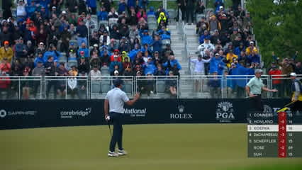 Brooks Koepka sinks long birdie putt at the PGA Championship