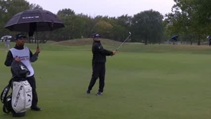 Kyle Westmoreland pulls the string to set up birdie at Simmons Bank Open