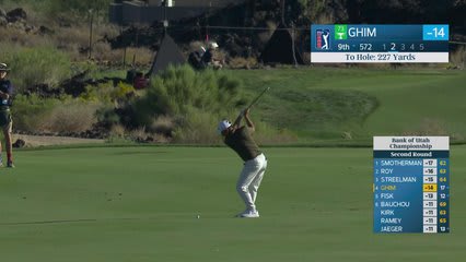 Doug Ghim sinks 6-foot putt for birdie on No. 9 at Bank of Utah