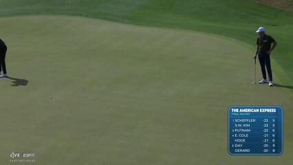 A.J. Ewart pours in 31-foot birdie putt on No. 4 at The American Express