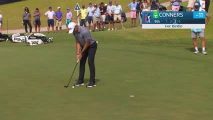 Corey Conners drains 7-foot putt for birdie on No. 9 at Butterfield Bermuda