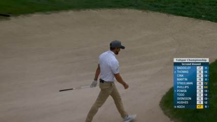 Greg Koch holes out from greenside bunker for birdie at Valspar
