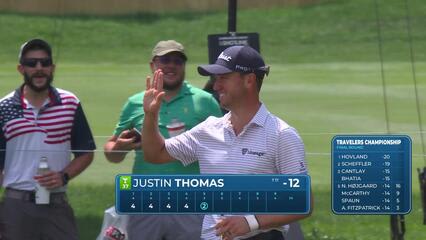 Justin Thomas holes 61-foot shot for birdie on No. 5 at Travelers