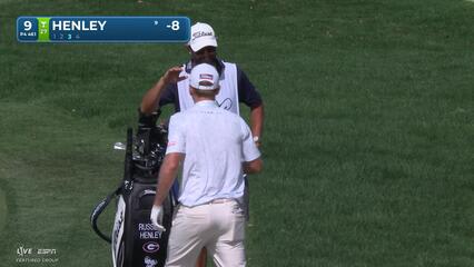 Russell Henley makes 57-foot birdie putt from bunker on No. 9 at Arnold Palmer