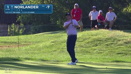 Henrik Norlander holes putt from the fringe for opening birdie at Rocket Classic
