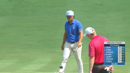 Michael La Sasso holes out for birdie from 28-feet on No. 13 at John Deere