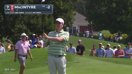 Robert MacIntyre sinks 15-foot putt for birdie on No. 7 at BMW Championship