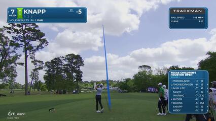 Jake Knapp sinks 24-foot birdie putt on No. 7 at Texas Children's