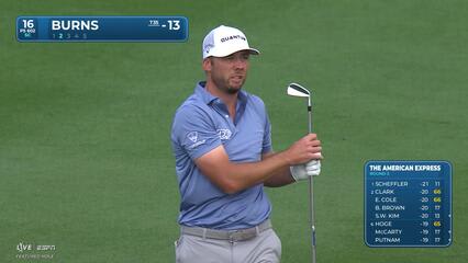 Sam Burns taps in from 2 feet for birdie on No. 16 at The American Express