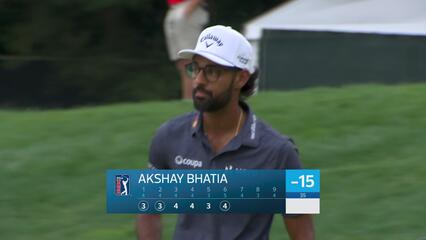 Akshay Bhatia drains 10-foot putt for birdie on No. 6 at Travelers
