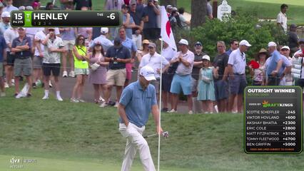 Russell Henley drains 8-foot putt for birdie on No. 15 at Travelers