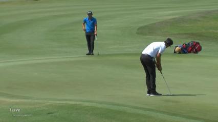 Curtis Thompson buries eagle putt from 34 feet at Zurich Classic