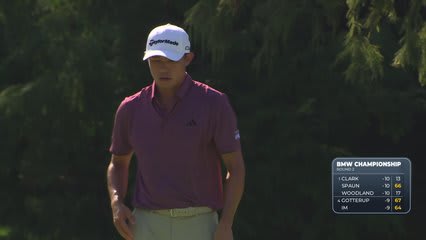 Collin Morikawa drains 10-foot putt for birdie on No. 17 at BMW