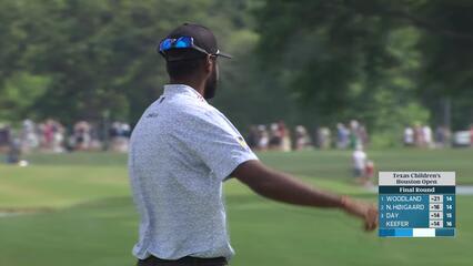 Sahith Theegala sinks 29-foot birdie putt on No. 16 at Texas Children's
