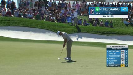 Nicolai Højgaard sinks 12-foot birdie putt on No. 6 at WM Phoenix Open
