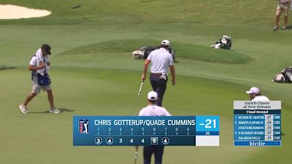 Team Chris Gotterup/Quade Cummins makes birdie on No. 7 at Zurich Classic