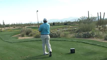 George Coetzee strikes a brilliant tee shot in extra holes at Accenture