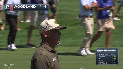 Gary Woodland taps in 21-inch putt for birdie on No. 17 at BMW Championship