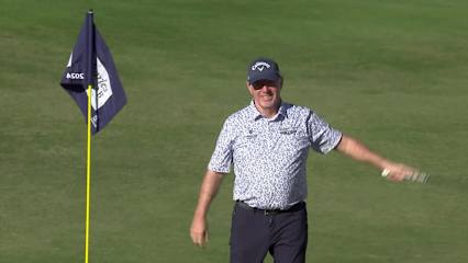 Rod Pampling makes eagle from off the green at Charles Schwab