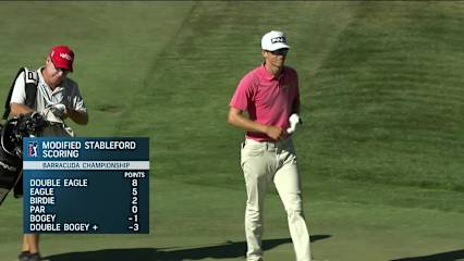 Brandon Hagy holes out for birdie on No. 15 at Barracuda