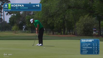 Brooks Koepka sinks 17-foot birdie putt on No. 8 at Texas Children's