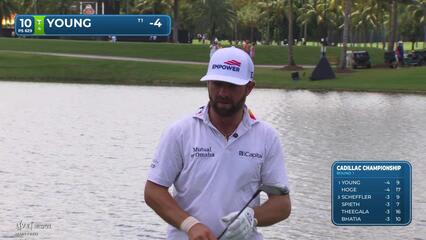 Cameron Young sinks 3-foot putt for birdie on No. 10 at Cadillac