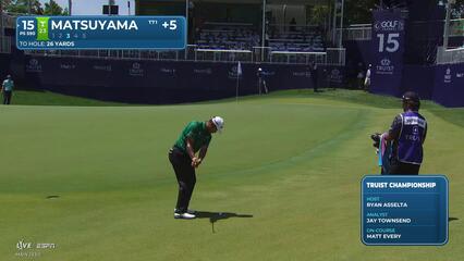 Hideki Matsuyama drains 4-foot putt for birdie on No. 15 at Truist Championship