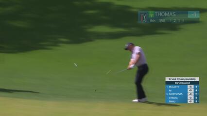 Justin Thomas sinks 6-foot putt for birdie on No. 8 at Truist Championship