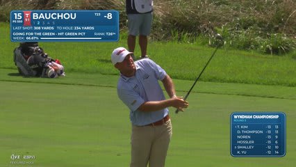 Zachary Bauchou sinks 3-foot birdie putt on No. 15 at Wyndham