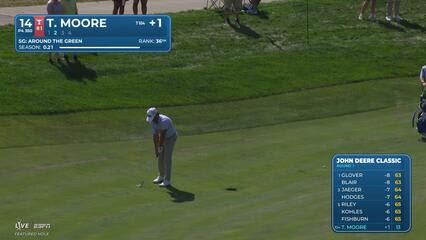 Taylor Moore sinks 16-foot putt for birdie on No. 14 at John Deere