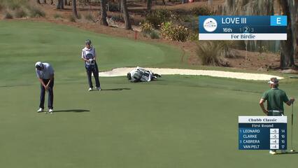 Davis Love III makes birdie putt on No. 16 at Chubb Classic