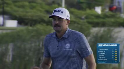 Keegan Bradley sinks 13-foot birdie putt on No. 17 at Hero World Challenge
