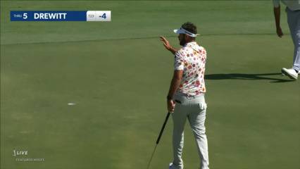 Brett Drewitt drops in a 22-foot birdie putt at Honda