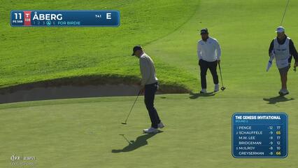 Ludvig Åberg sinks 4-foot birdie putt on No. 11 at The Genesis