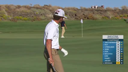 Michael Brennan gets up-and-down from 46 yards for birdie on No. 14 at Bank of Utah