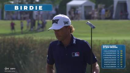 Cole/Lebioda sinks a 20-foot birdie putt on No. 9 at Zurich Classic