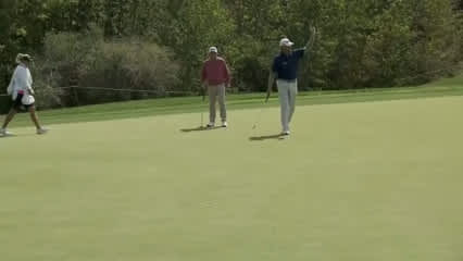 Tim Petrovic drains long birdie putt at Shaw Charity
