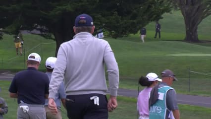 Lee Janzen's nice approach from the short-rough leads to birdie at Pure Insurance