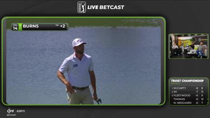Sam Burns taps in 2-foot putt for birdie on No. 14 at Truist Championship