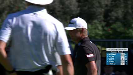 Matt Jones sinks a 20-foot birdie putt at Genesis