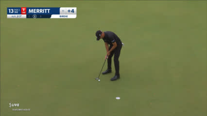 Troy Merritt sends tee shot 3 feet from the hole at Charles Schwab