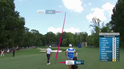 Brooks Koepka holes 43-foot approach for birdie on No. 13 at Wyndham
