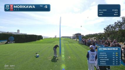 Collin Morikawa holes out 45-foot shot from fairway for birdie at Pebble Beach