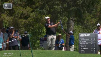 Harry Hall makes birdie on No. 16 at FedEx St. Jude