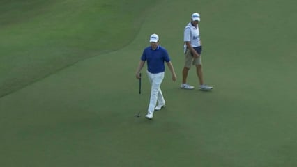 Martin Piller holes a 69-foot putt for eagle at Barbasol